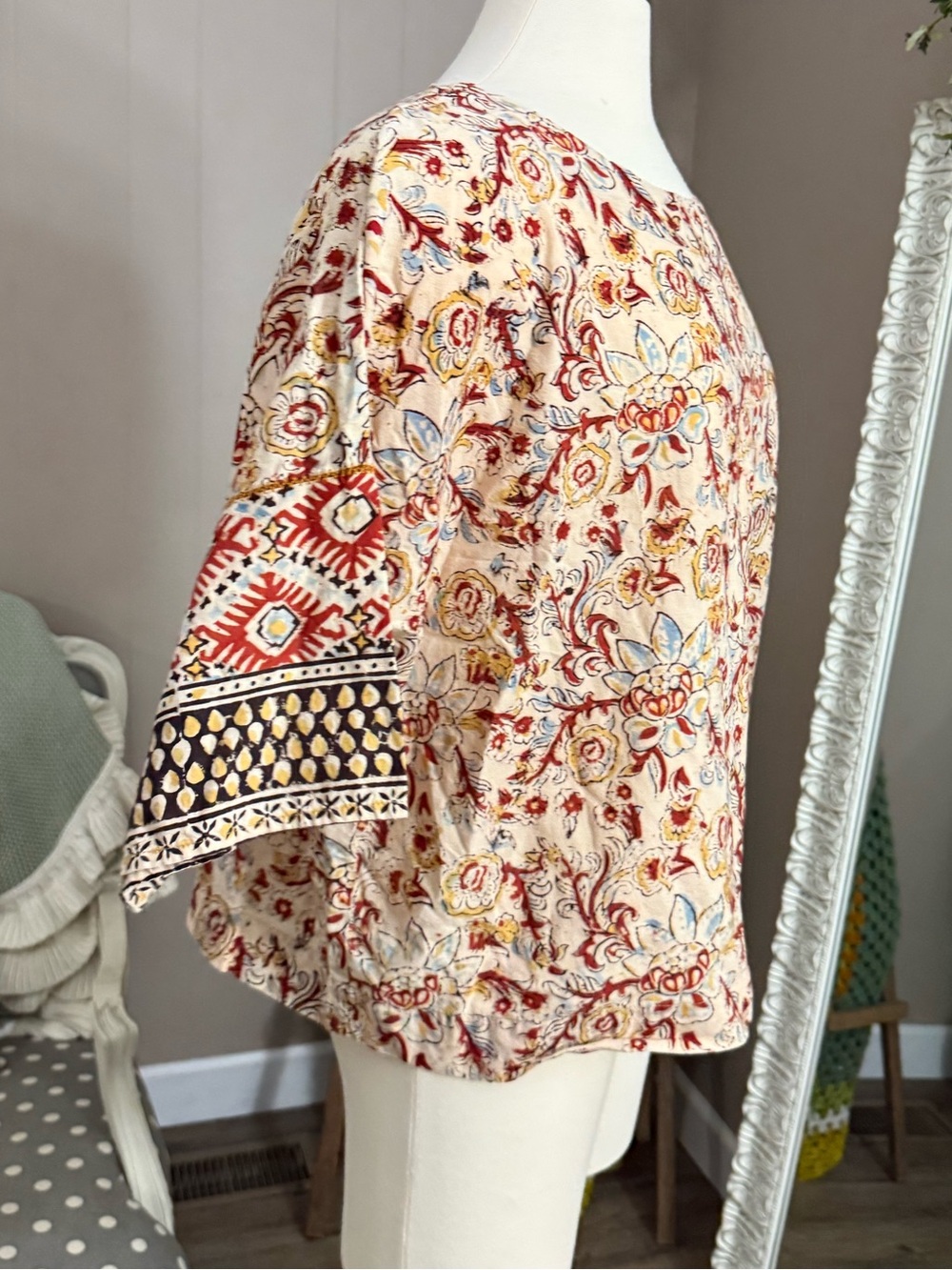 Pure Jill • J. Jill • Organic Cotton Kalamkari Boatneck Kimono Top - Picture 9 of 12